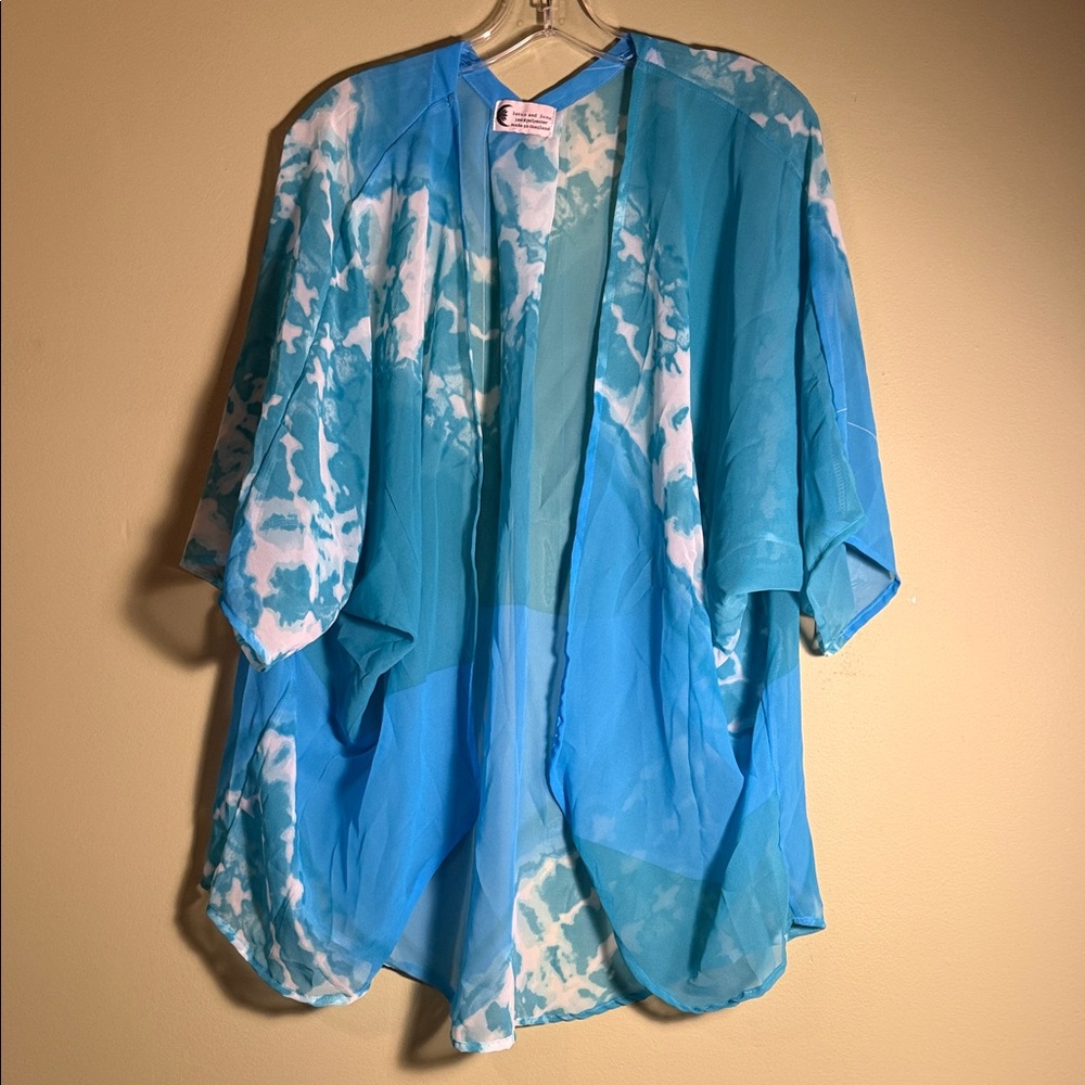 Blue Tie-Dye Women's Kimono Top